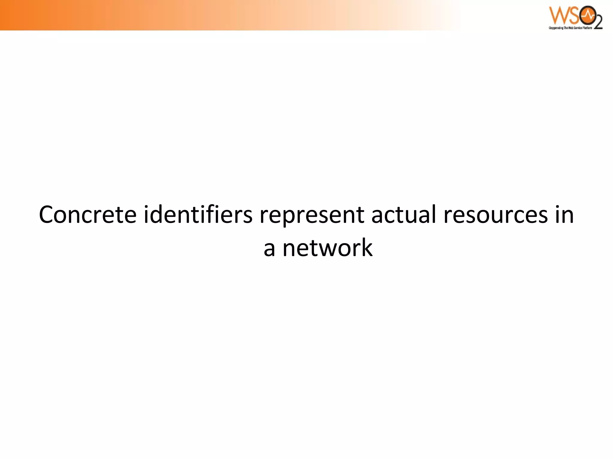 Concrete identifiers represent actual resources in a network 