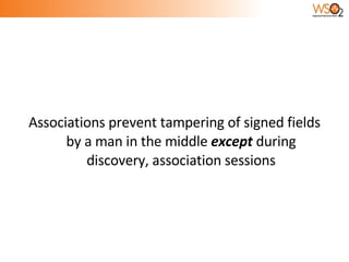 Associations prevent tampering of signed fields by a man in the middle  except  during discovery, association sessions 