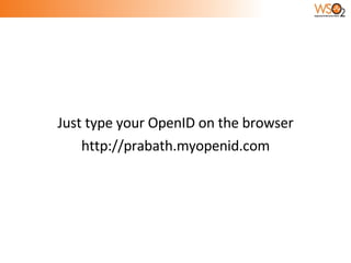 Just type your OpenID on the browser http://prabath.myopenid.com 