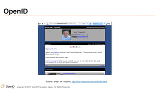 OpenID

Source: brad's life - OpenID http://brad.livejournal.com/2120086.html
Copyright © 2013 OpenID Foundation Japan. All Rights Reserved.

 