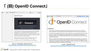 「 (旧) OpenID Connect」

Source: FactoryCity » OpenID Connect
http://factoryjoe.com/blog/2010/01/04/openid-connect/

Copyright © 2013 OpenID Foundation Japan. All Rights Reserved.

Source: OpenID Connect
http://web.archive.org/web/20100726233101/http://openidconnect.com/

 