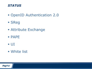 Status OpenID Authentication 2.0