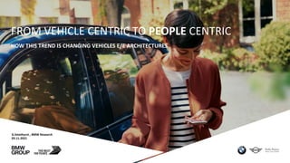 FROM VEHICLE CENTRIC TO PEOPLE CENTRIC
HOW THIS TREND IS CHANGING VEHICLES E/E ARCHITECTURES
G.Smethurst , BMW Research
03.11.2021
 