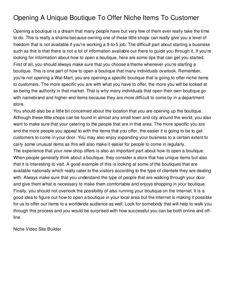 Opening A Unique Boutique To Offer Niche Items To Customer