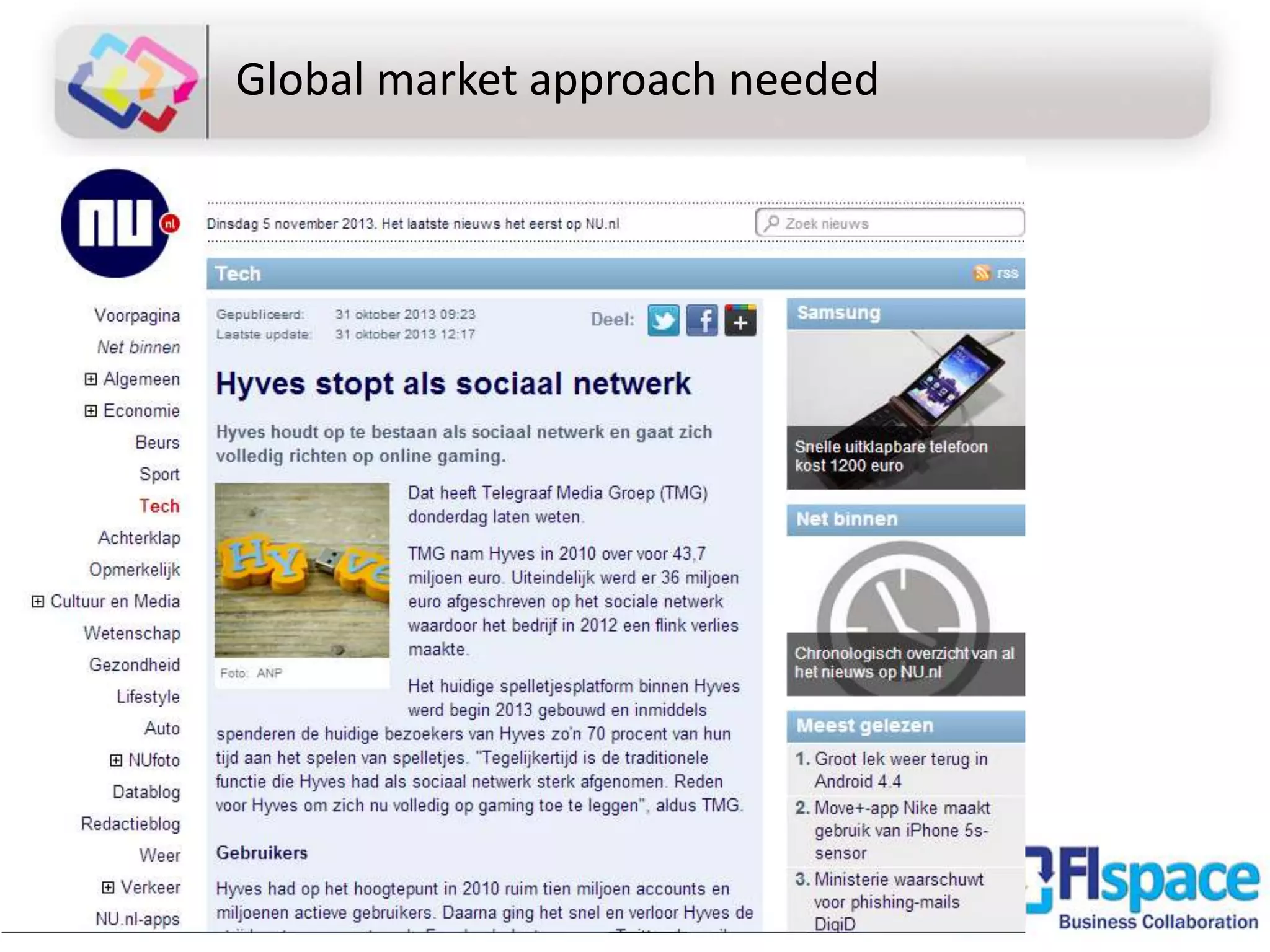 Global market approach needed

 