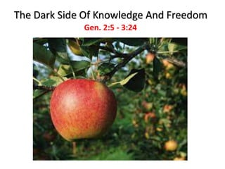 The Dark Side Of Knowledge And Freedom
Gen. 2:5 - 3:24
 