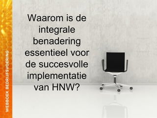 Waarom is de
integrale
benadering
essentieel voor
de succesvolle
implementatie
van HNW?
 