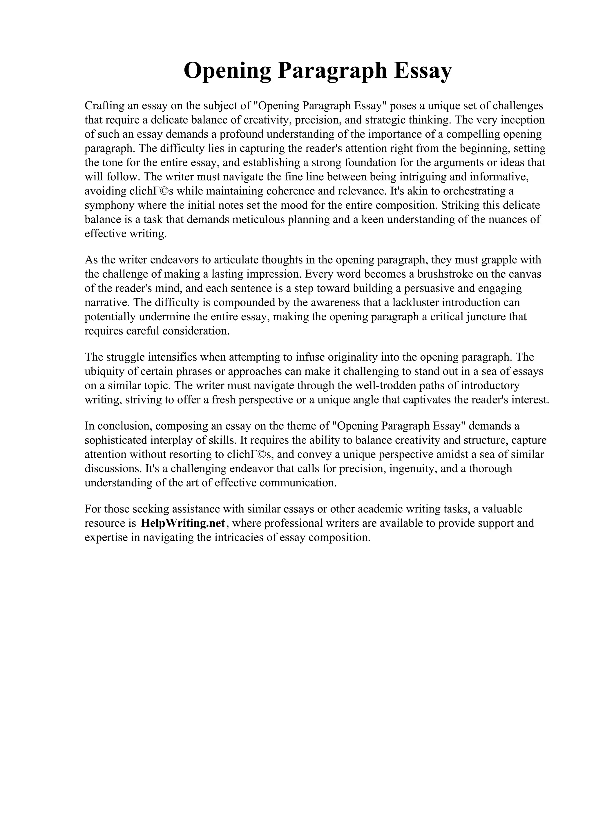 Opening Paragraph Essay. 009 Sentence Starters For Essays Good Starting ...