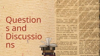 Question
s and
Discussio
ns
 