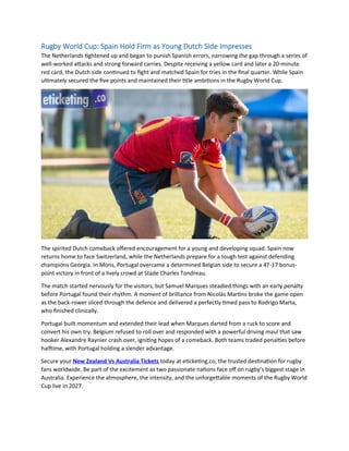 Charles Ruck Opening Round Showcases Rising Strength of European Rugby World Cup ...