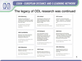 The legacy of ODL research was continued
6
 