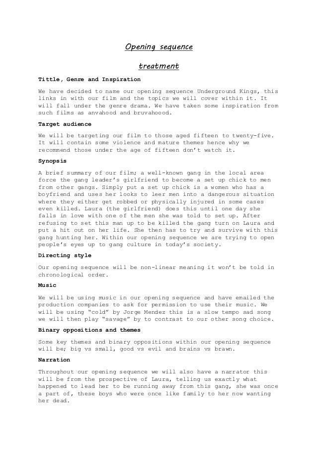 Opening Sequence Treatment