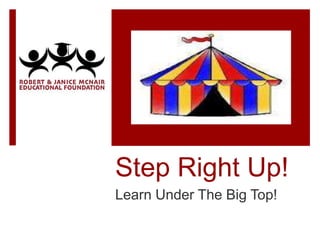 Step Right Up!
Learn Under The Big Top!
 