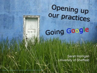 Sarah Horrigan
                                                                  University of Sheffield

Image from http://www.flickr.com/photos/13522901@N00/166894436/
 