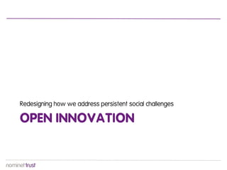 Redesigning how we address persistent social challenges

OPEN INNOVATION
 