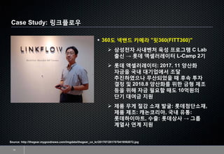 Case Study: 링크플로우
14
Source: http://thegear.mygoodnews.com/imgdata/thegear_co_kr/201707/2017070419592072.jpg
▪ 360도 넥밴드 카메라 "핏360(FITT360)"
➢ 삼성전자 사내벤처 육성 프로그램 C Lab
출신 → 롯데 엑셀러레이터 L-Camp 2기
➢ 롯데 액셀러레이터: 2017. 11 양산화
자금을 국내 대기업에서 조달
추진하였으나 무산되었을 때 후속 투자
결정 및 2018.8 양산화를 위한 금형 제조
등을 위해 자금 필요할 때도 10억원의
단기 대여금 지원
➢ 제품 무게 절감 소재 발굴: 롯데첨단소재,
제품 제조: 캐논코리아, 국내 유통:
롯데하이마트, 수출: 롯데상사 → 그룹
계열사 연계 지원
 