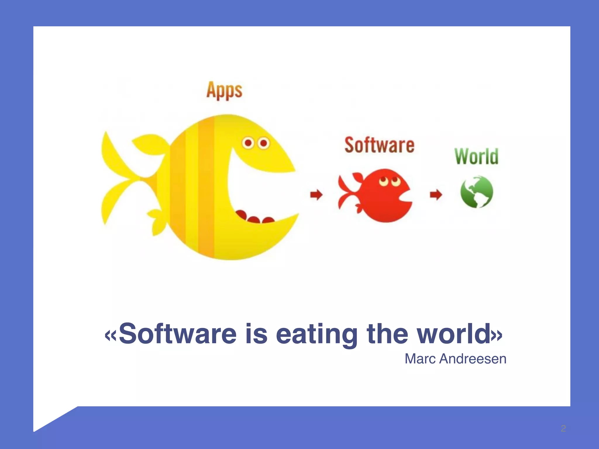 2 
«Software is eating the world» 
Marc Andreesen 
 