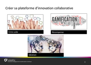 33
Créer sa plateforme d’innovation collaborative
Entre-aide Récompense
Idéation
 