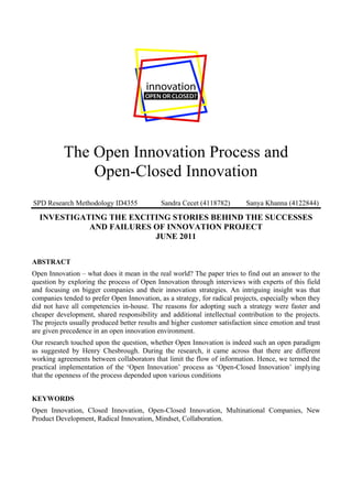 Open Innovation Process and Open Closed Innovation | PDF