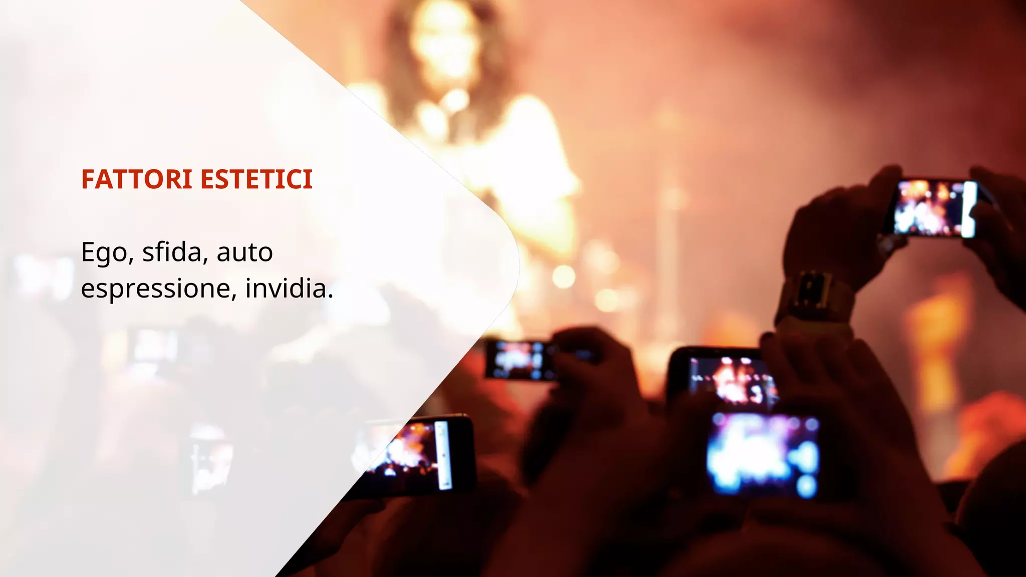 FATTORI ESTETICI 
Ego, sfida, auto 
espressione, invidia. 
 