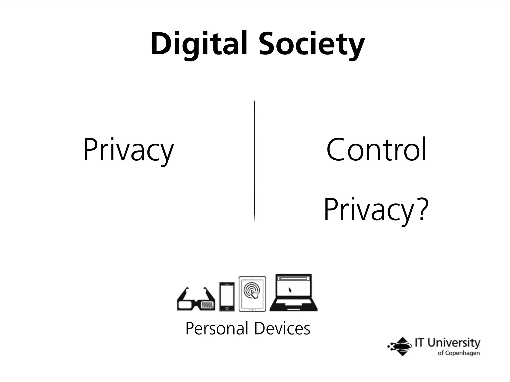 Digital Society
Privacy Control
Personal Devices
Privacy?
 