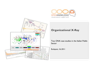 Organizational X-Ray


Two ONA case studies in the Italian Public
Sector

Budapest, 4.6.2011
 