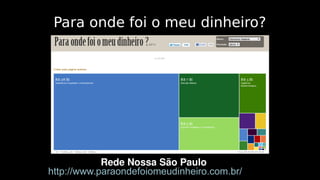 Para onde foi o meu dinheiro? 
Rede Nossa São Paulo 
http://www.paraondefoiomeudinheiro.com.br/ 
 