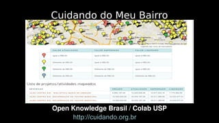 Cuidando do Meu Bairro 
Open Knowledge Brasil / Colab USP 
http://cuidando.org.br 
 