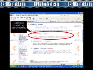 Możliwość modyfikacji wizytówki firmy 