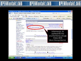Informacja, że użytkownik ma uruchomioną usługę Video BOK (Biuro Obsługi Klienta)   