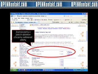 Zaznaczamy z jakich działów chcemy odbierać oferty 