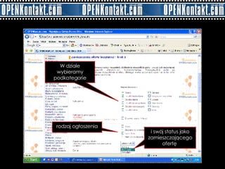 W dziale wybieramy podkategorie rodzaj ogłoszenia i swój status jako zamieszczającego ofertę  