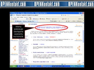 Menu pokazuje dostępne warianty na koncie  