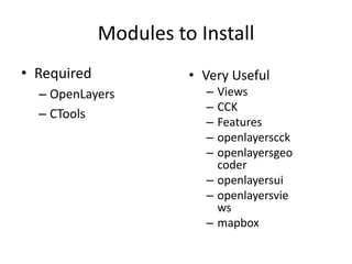 Modules to InstallRequiredOpenLayersCToolsVery Useful