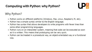 Computing with Python: why Python?
 