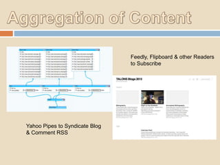 Feedly, Flipboard & other Readers
to Subscribe

Yahoo Pipes to Syndicate Blog
& Comment RSS

 