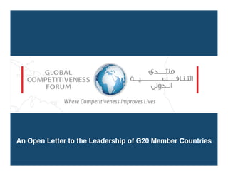 An Open Letter to the Leadership of G20 Member Countries
 