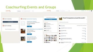 Coachsurfing:Events and Groups
 