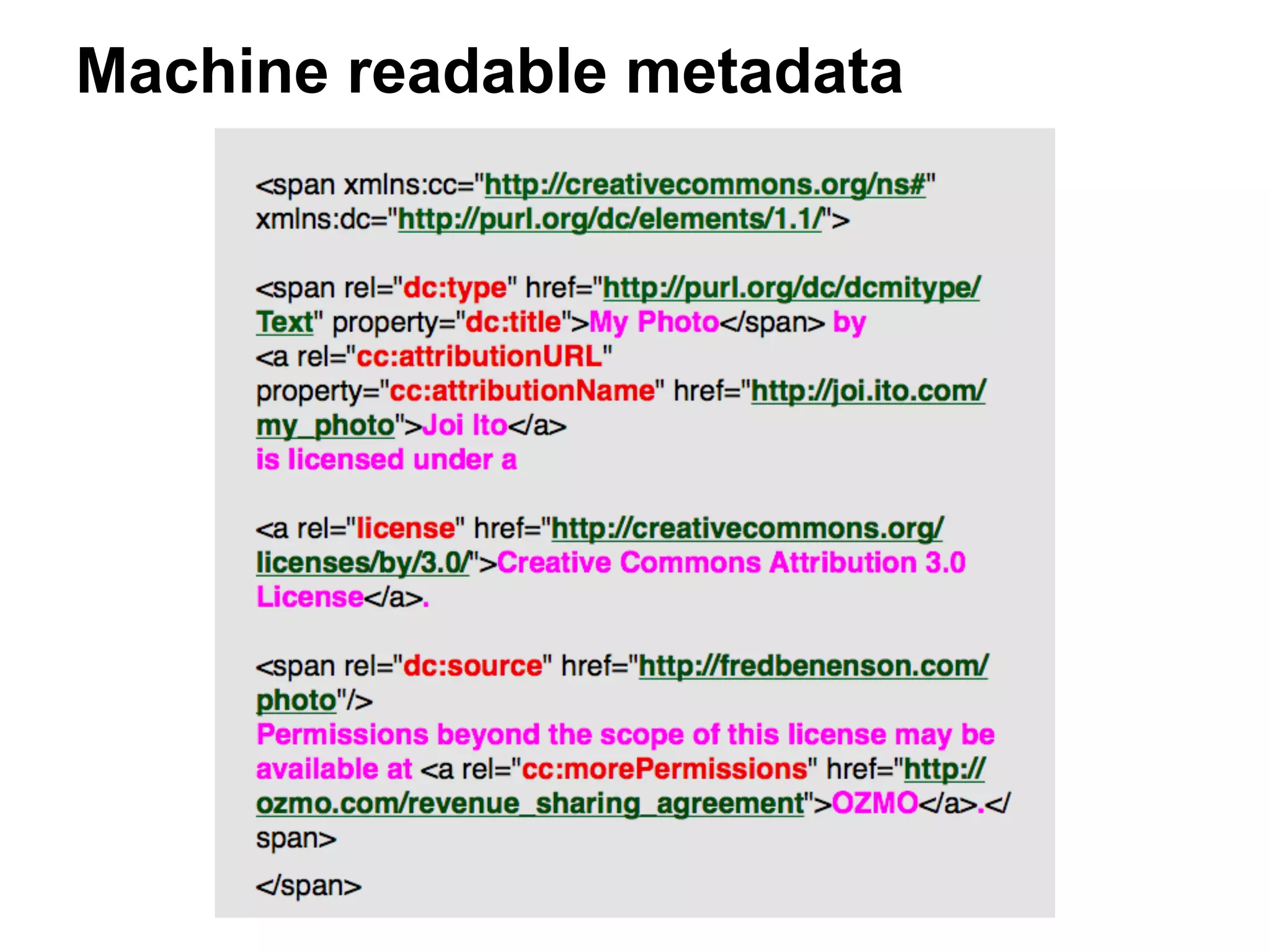 Machine readable metadata

 
