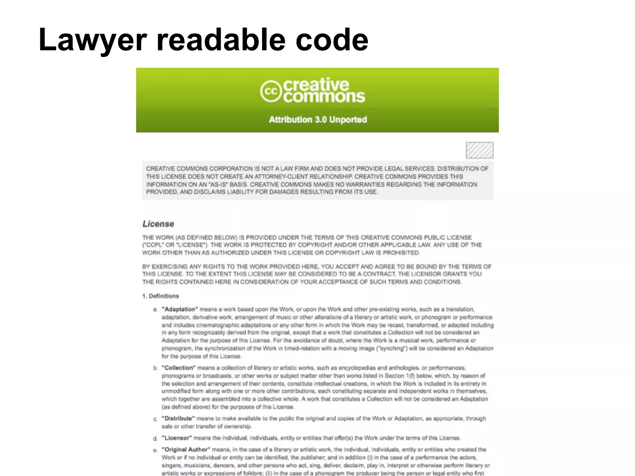 Lawyer readable code

 
