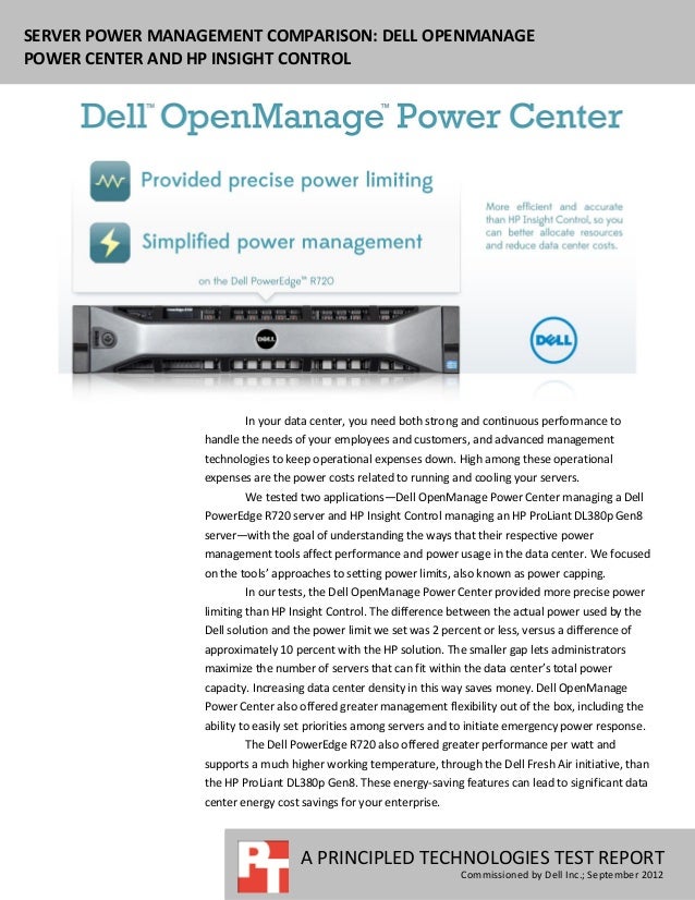 Server power management comparison Dell OpenManage Power Center and