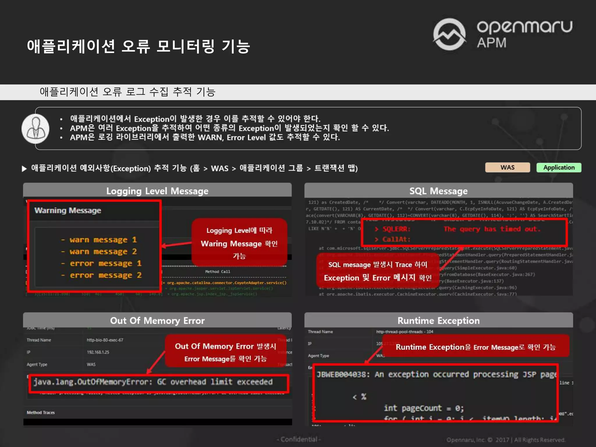 애플리케이션 오류 모니터링 기능
애플리케이션 오류 로그 수집 추적 기능
 