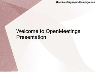 OpenMeetings Moodle Integration




Welcome to OpenMeetings
Presentation
 