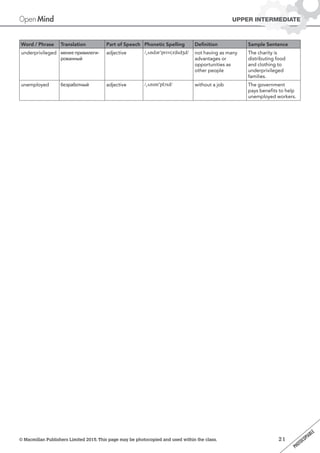 Open mind upper intermediate unit 8 wordlist russian | PDF