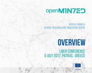 Overview
LIBER Conference
5 July 2017, Patras, Greece
Natalia Manola
Athena Research and Innovation Centre
 