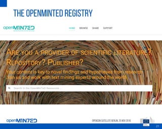 the openminted registry
OpenCon SatelliteBerlin, 25Nov 2016
21
 