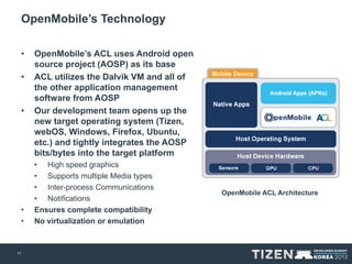 OpenMobile ACL bringing Android apps to TIZEN | PDF
