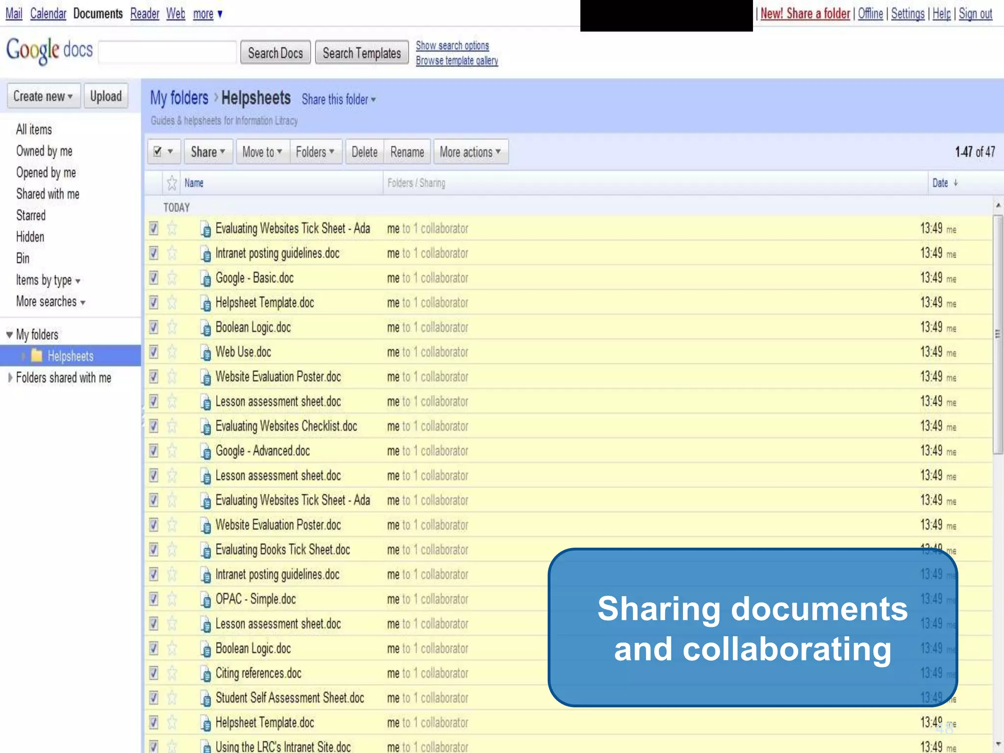 48Sharing documents and collaborating
