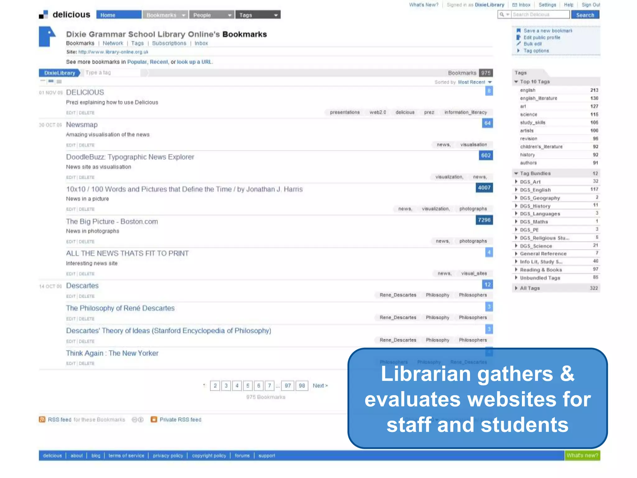 50Librarian gathers & evaluates websites for staff and students