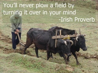 You’ll never plow a field by turning it over in your mind -Irish Proverb 
